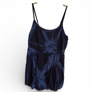 Back To Bali Blue Black Tie Dye Y2K Babydoll Tank Top Size 3X